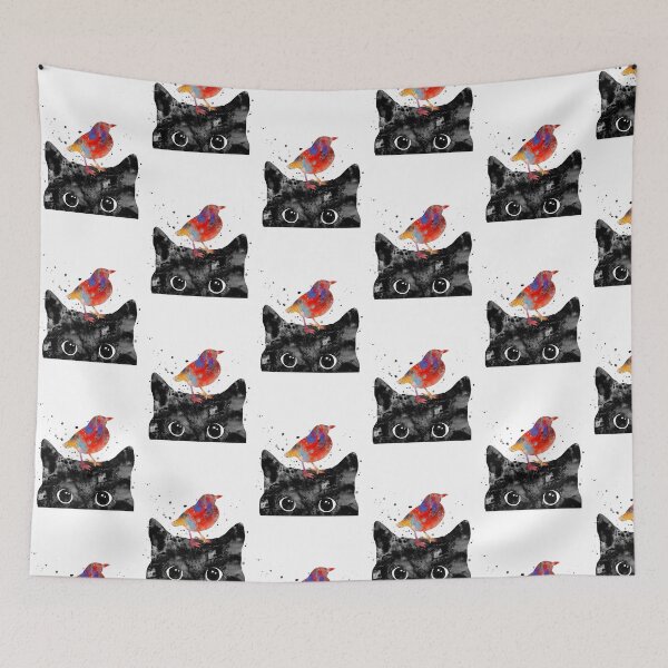 Item preview, Peeking cat and bird designed and sold by Rosaliartbook.