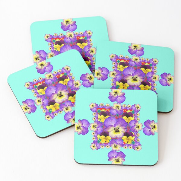 Item preview,  BLUE COLOR ART PURPLE-YELLOW PANSY GARDEN PATTERN  designed and sold by sharlesart.