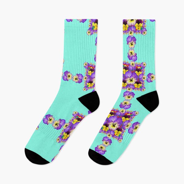 Item preview,  BLUE COLOR ART PURPLE-YELLOW PANSY GARDEN PATTERN  designed and sold by sharlesart.
