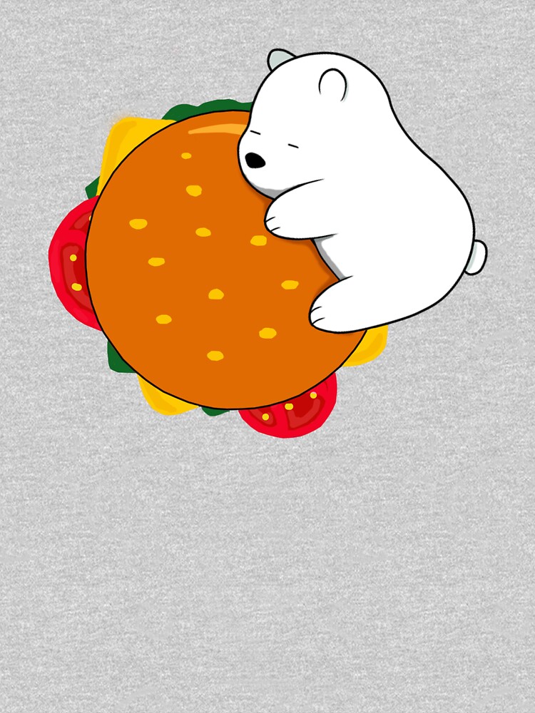 "We Bare Bears Ice Bear Cuddling Burger" Tshirt for Sale by