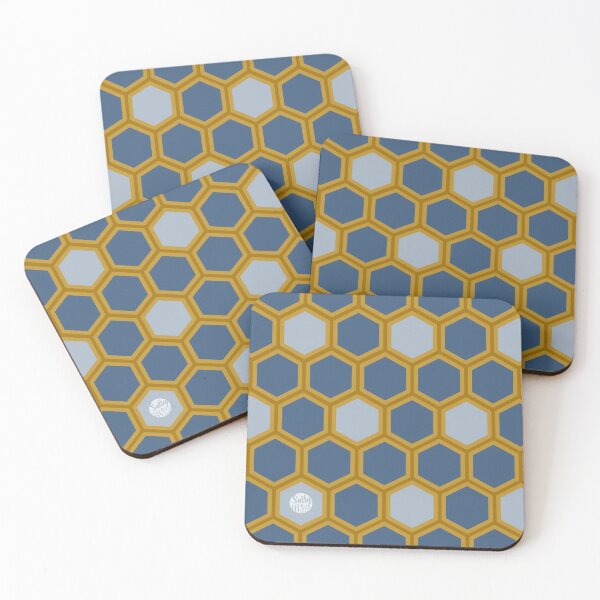 Aperçu de l'œuvre HONEYCOMB | BLEU + OR créée et vendue par saltyteesandco.