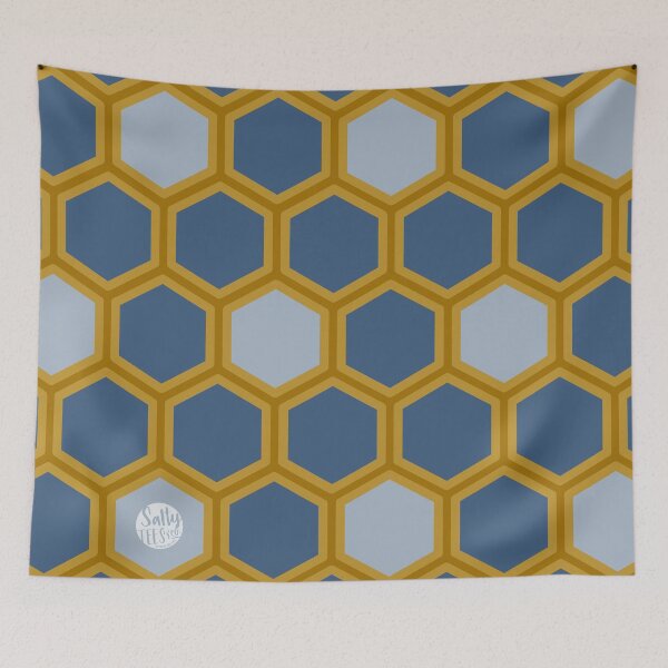 Aperçu de l'œuvre HONEYCOMB | BLEU + OR créée et vendue par saltyteesandco.