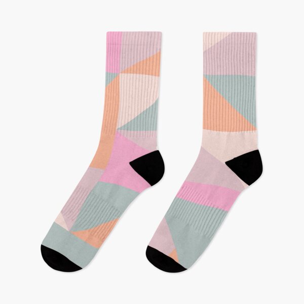 Item preview, Whimsical Geometric Shapes Pattern in Pastel Lavender, Pink, Coral, and Grey designed and sold by JuneJournal.