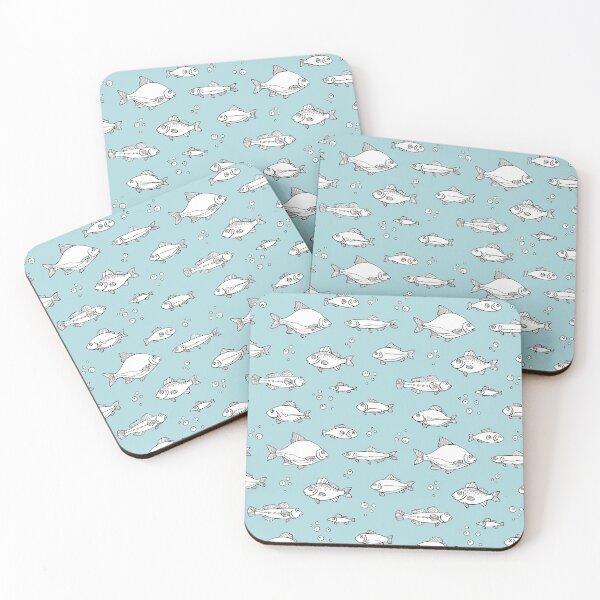 Item preview, Seamless pattern of many different hand drawn fishes designed and sold by SleepyMarten.
