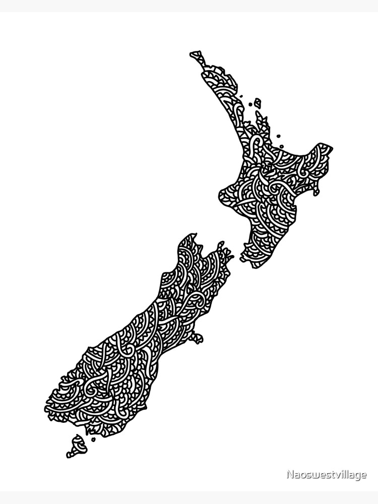 New Zealand Map Art Board Print By Naoswestvillage Redbubble