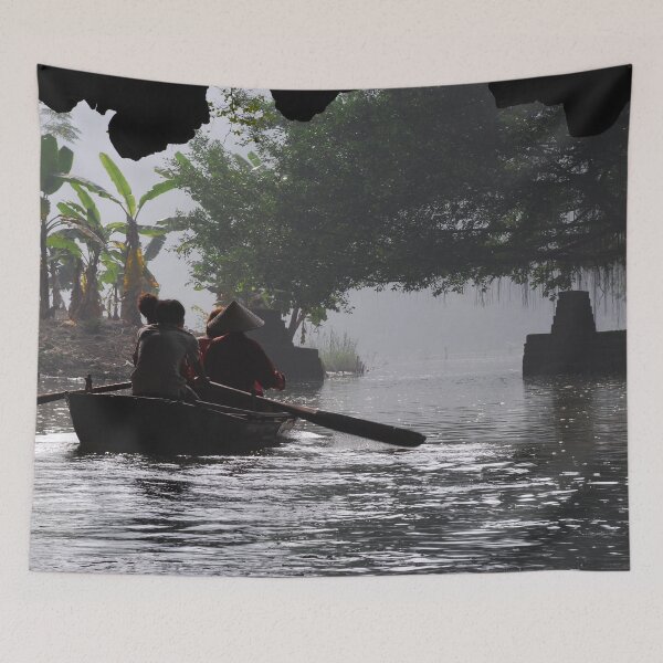 Item preview, Rowing Boats Foggy Day, River, Vietnam  designed and sold by worldways.