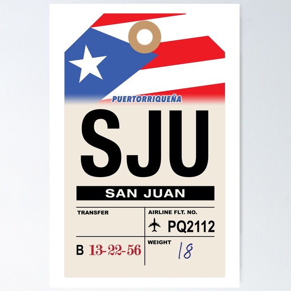 Artikelvorschau, San Juan (SJU) Puerto Rico Fluggepäckanhänger entworfen und verkauft von travelwitheric.