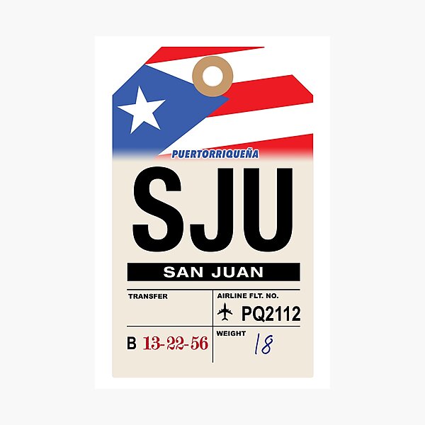 Item preview, San Juan (SJU) Puerto Rico Airline Luggage Tag designed and sold by travelwitheric.