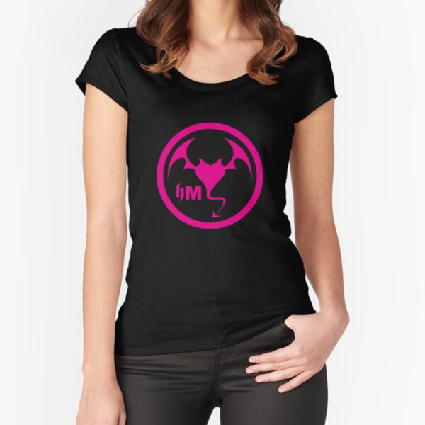 Hollywood Monsters Circle Bat Logo - PINK Fitted Scoop T-Shirt