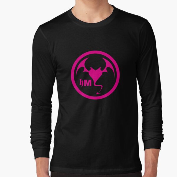 Hollywood Monsters Circle Bat Logo - PINK Long Sleeve T-Shirt