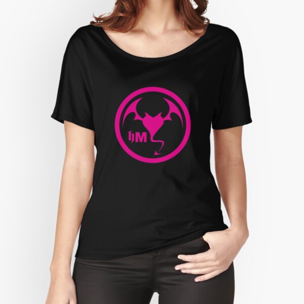 Hollywood Monsters Circle Bat Logo - PINK Relaxed Fit T-Shirt