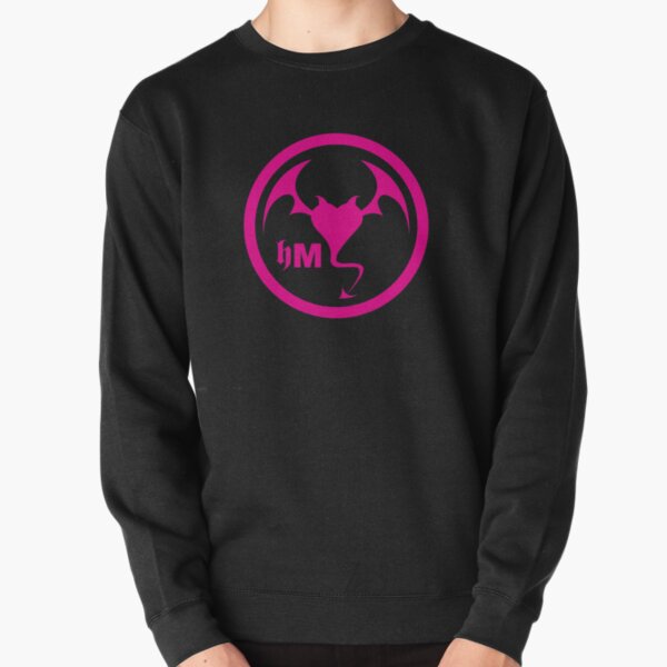 Hollywood Monsters Circle Bat Logo - PINK Pullover Sweatshirt