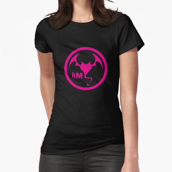 Hollywood Monsters Circle Bat Logo - PINK Fitted T-Shirt