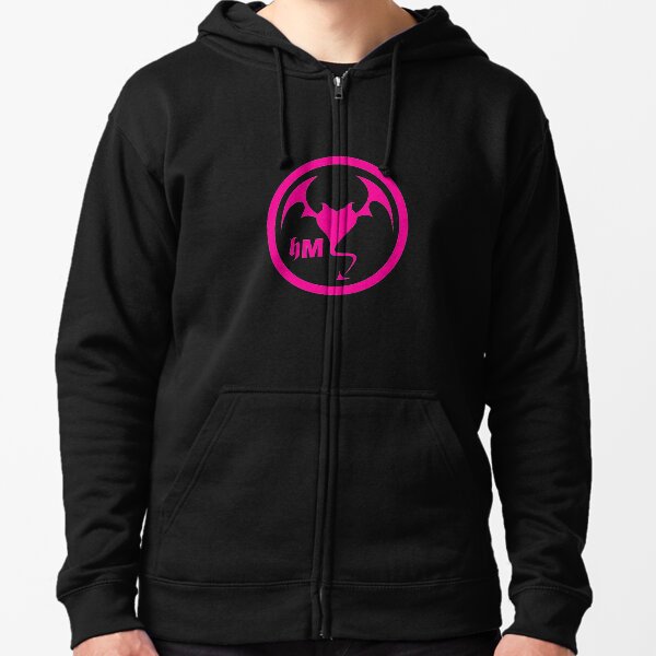 Hollywood Monsters Circle Bat Logo - PINK Zipped Hoodie