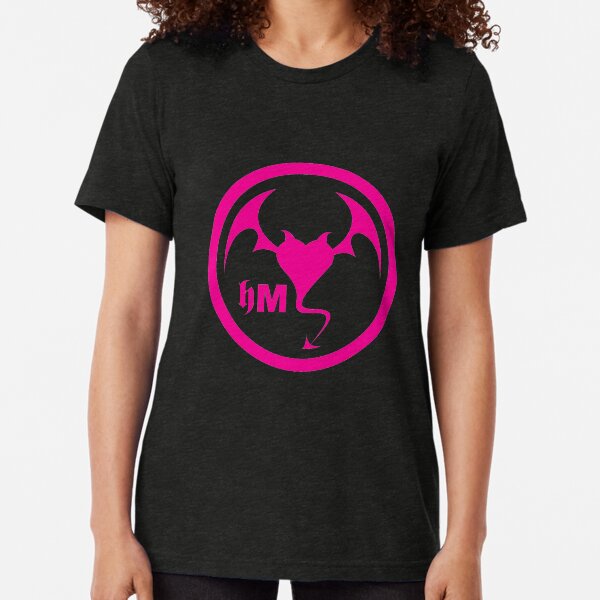 Hollywood Monsters Circle Bat Logo - PINK Tri-blend T-Shirt