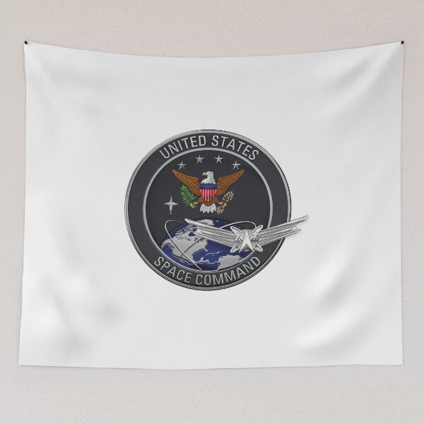 Item preview, United States Space Command Emblem with Space Operations Badge over White Leather designed and sold by Serge Averbukh Art Studio.