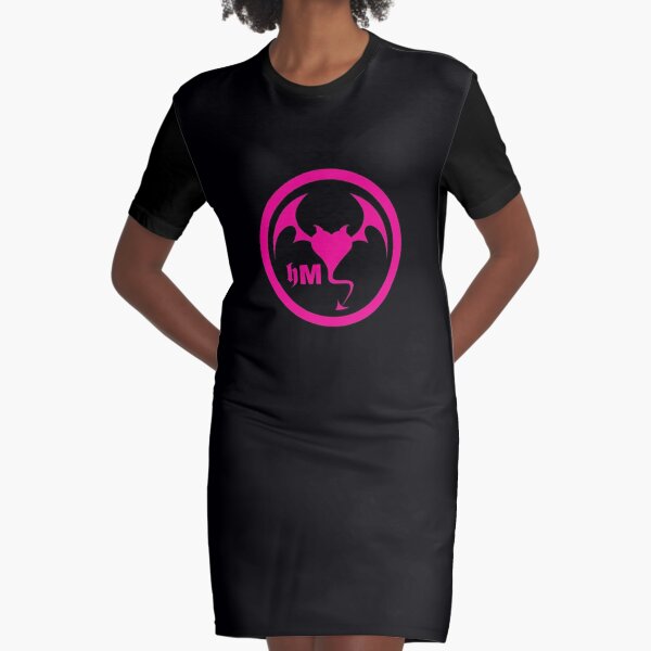 Hollywood Monsters Circle Bat Logo - PINK Graphic T-Shirt Dress