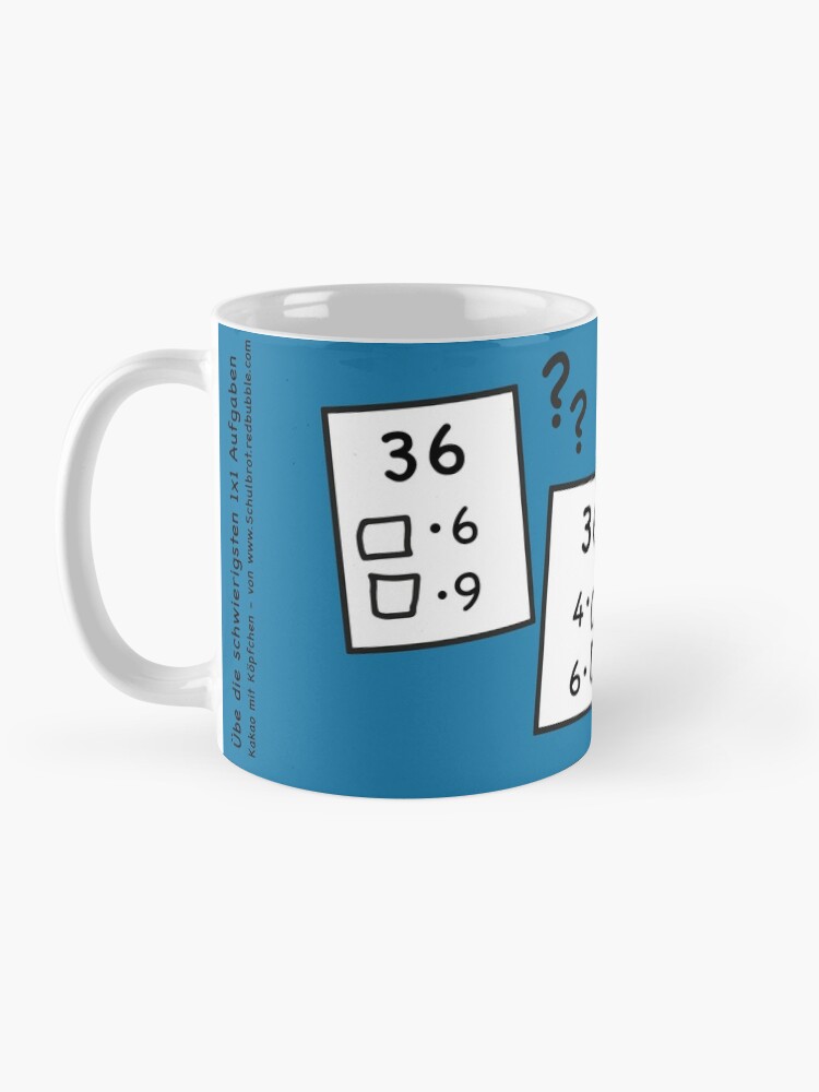 Alternate view of Difficult 1x1 tasks by the way, today the 36 - cocoa with brains - learning with fun Mug
