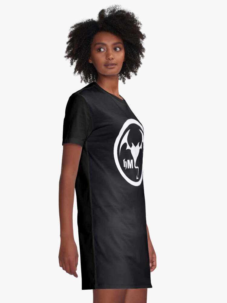 Alternate view of Hollywood Monsters Circle Bat Logo - WHITE PRINT Graphic T-Shirt Dress