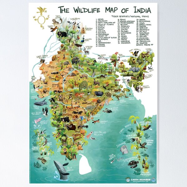 Item preview, The Wildlife Map of India designed and sold by Green Humour.