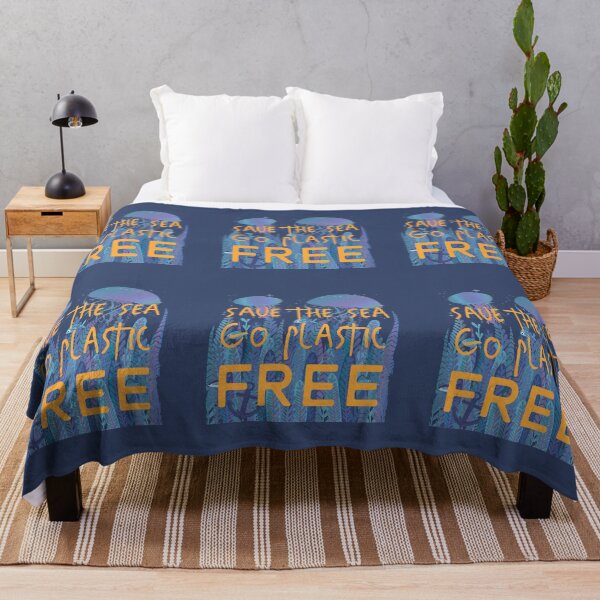 Item preview, Save the Sea, Go Plastic Free in Yellow Text designed and sold by tinytiger77.
