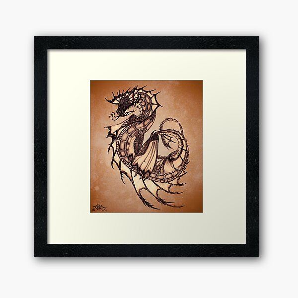 Aperçu de l'œuvre "Tsunami" Sea Dragon, art par Amber Marine ~ (Amber Gem Version) ~ Graphite Illustration (Copyright 2005) créée et vendue par Amber Marine ~ Wildlife Artist ~ © 2004-2021.