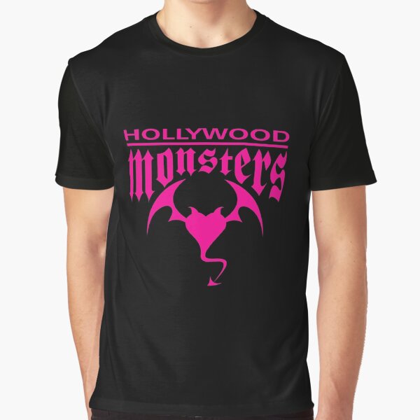 Hollywood Monsters Text Bat Logo - PINK PRINT Graphic T-Shirt
