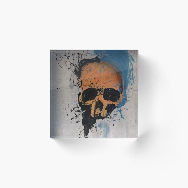 Orange Skull Acrylic Block
