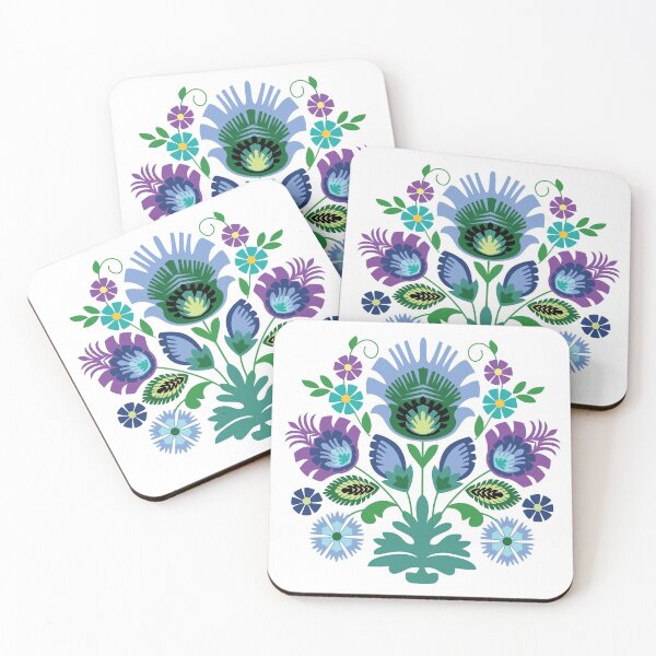 Item preview, Polish Folk Flowers Light Blue designed and sold by Barbara Pixton.