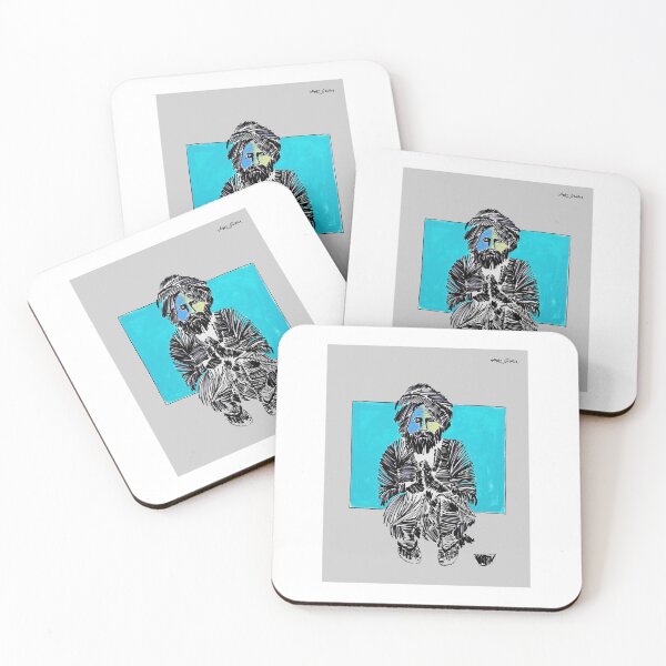 Item preview, Man With Blue Square By Artguru 0294, 22 X 28, - Ink On Paper designed and sold by Art Guru.