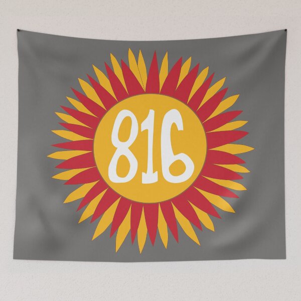 Item preview, Hand Drawn Missouri Sunflower 816 Area Code Red Gold designed and sold by itsrturn.
