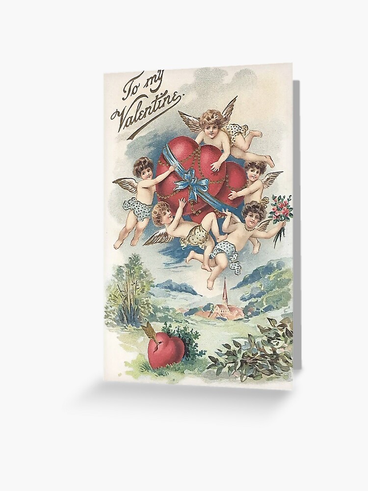 repro vintage postcard VALENTINE'S HEARTS MAIDEN beauty Pleiades