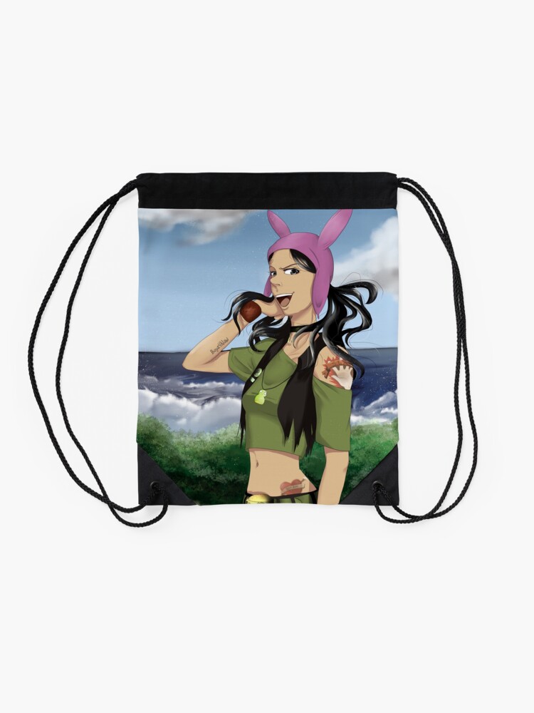 Louise Belcher: Day at the Beach Drawstring Bag for Sale by