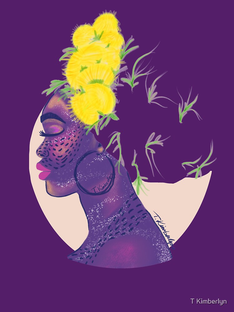 Thumbnail 7 of 7, Classic T-Shirt, Dandelions in my Hair, Natural Hair, Headwrap, Turban designed and sold by T Kimberlyn.