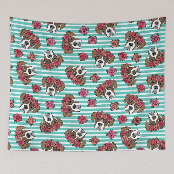 Item preview, Floral Crowned Boxers - teal stripes designed and sold by littlearrow.