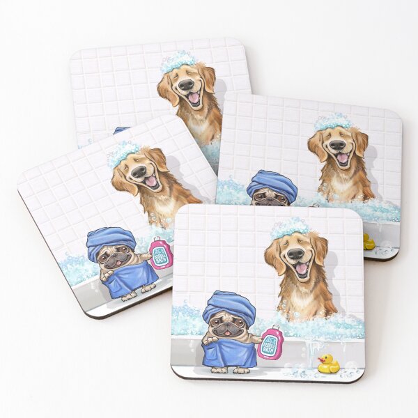 Item preview, Pug and Golden Retriever bathtime dog grooming designed and sold by Steve Sack.