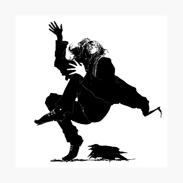 Man is tripped by horrible two-headed crow Photographic Print