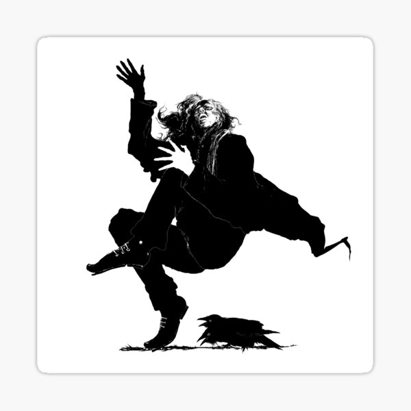Man is tripped by horrible two-headed crow Sticker