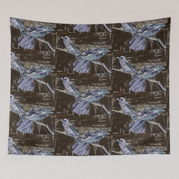 Item preview, Two Birds Standing On A Branch By Artguru 0237 - Acrylic On Paper designed and sold by Art Guru.