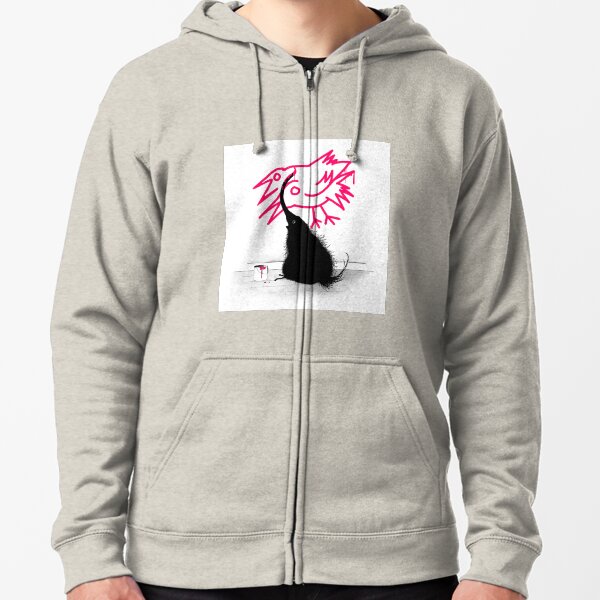 Hairy monster making graffiti Zipped Hoodie