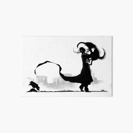 A man playing with a hairy monster and ignoring a two-headed crow Art Board Print