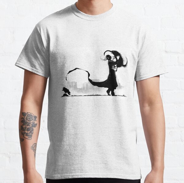 A man playing with a hairy monster and ignoring a two-headed crow Classic T-Shirt