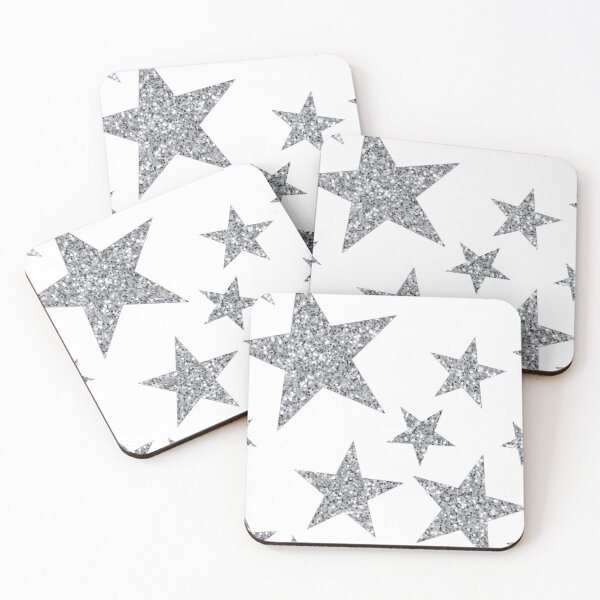 Item preview, silver glittery repeating star pattern designed and sold by victoriabr-.