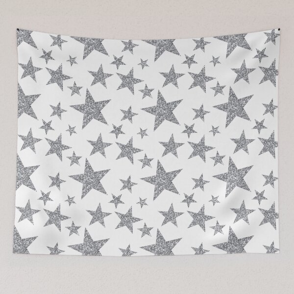 Item preview, silver glittery repeating star pattern designed and sold by victoriabr-.