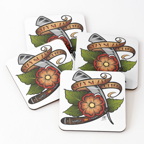 Item preview, “Stay Sharp, Cut Deep” tattoo flash design designed and sold by TheBoozyMoose.