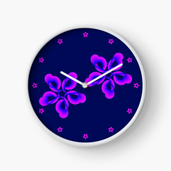 Spiral Pink Blue Abstract Flowers Clock