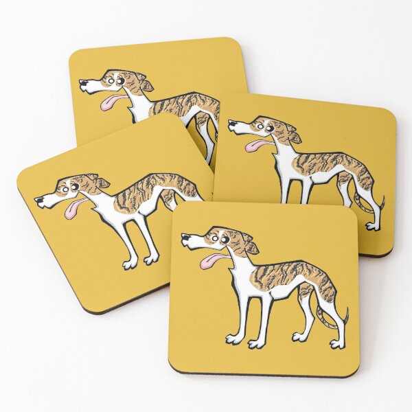 Item preview, Whippet - Brindle and White (Full Body) YELLOW BG designed and sold by TheChicken.