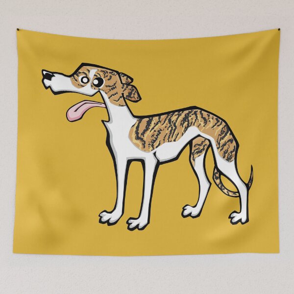 Item preview, Whippet - Brindle and White (Full Body) YELLOW BG designed and sold by TheChicken.