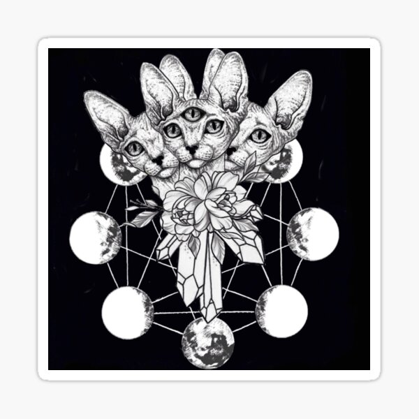 Three Headed Crystal Cat Sticker