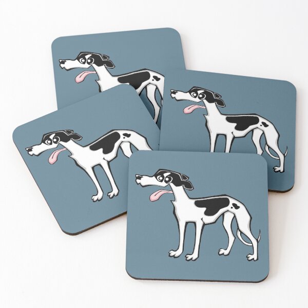 Item preview, Whippet - Black and White (Full Body) BLUE BG designed and sold by TheChicken.
